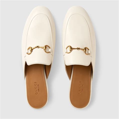 gucci leather slipper white|gucci princetown leather slipper women.